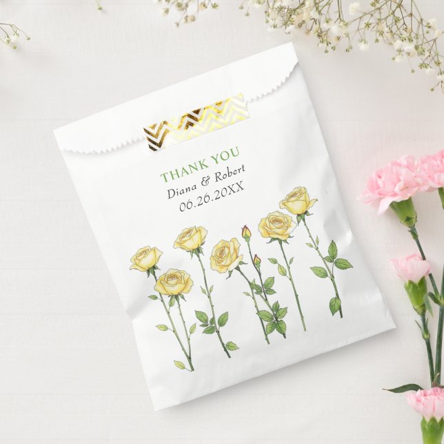Butter yellow rose flowers Thank You wedding Favour Bags (Sealed)