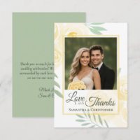 Butter Yellow & Sage Roses Photo & Note Wedding