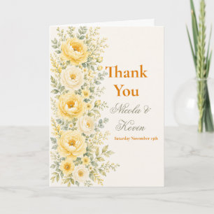 Butter Yellow & Sage Wedding Thank You Card