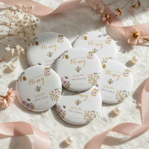 Butter Yellow She Found Her Honey Bee Bridal Party 6 Cm Round Badge