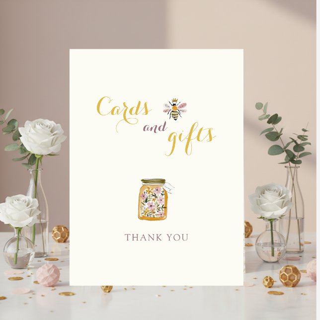 Butter Yellow She Found Her Honey Bee Bridal Party Pedestal Sign (Creator Uploaded)