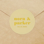 Butter Yellow Simple Monogram Wedding Classic Round Sticker<br><div class="desc">Buttery soft yellow wedding stickers will add pops of joy to your day! Featuring bold fonts with hues of golden yellow. Perfect for spring and summer weddings,  and couples who want to infuse their wedding day with energy and joy.</div>