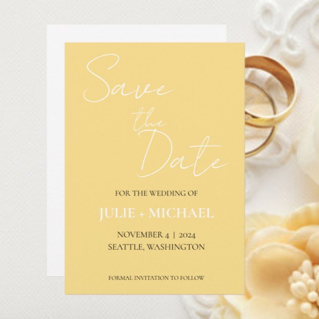 Butter Yellow Simple Style Wedding Save The Date (In Situ Wedding)