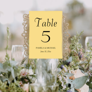 Butter Yellow Simple Style Wedding Table Number