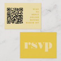 Butter Yellow Simple Wedding QR Code RSVP