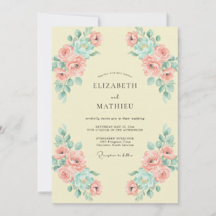 Butter Yellow Soft Floral Wedding Invitation
