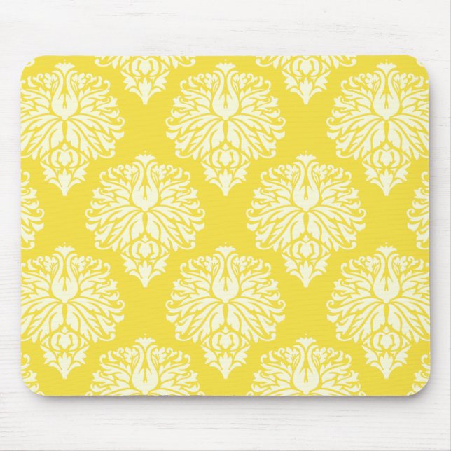 Butter Yellow Southern Cottage Damask Mouse Pad (Front)