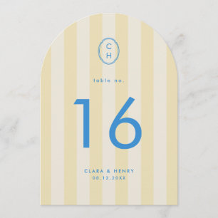 Butter Yellow Striped Die-Cut Table Number
