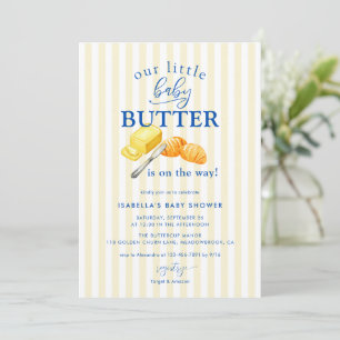 Butter Yellow Stripes Baby Shower Invitation