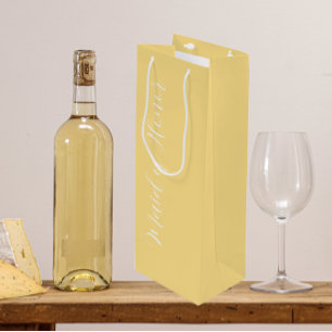 Butter Yellow Stylised Script Maid of Honour Wine Gift Bag