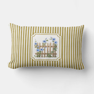 Butter Yellow Sun-Drenched Floral Stripe Lumbar Cushion