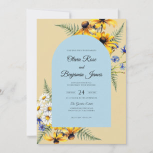Butter Yellow Sunflower Eucalyptus Wedding Invitation
