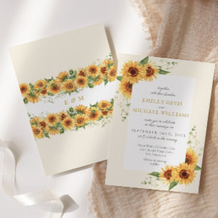 Butter Yellow Sunflower Watercolor Wedding Invitation