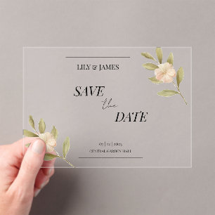 Butter Yellow Watercolor Floral Classic Elegant  Acrylic Invitations