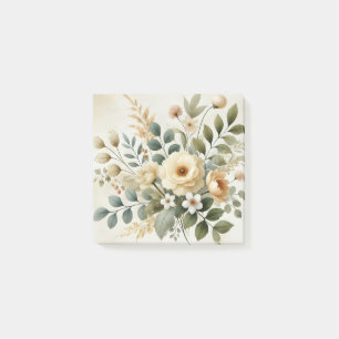 Butter Yellow Watercolor Floral Spring and Summer Post-it Notes