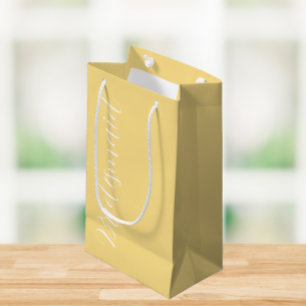 Butter Yellow Wedding Bridesmaid Stylised Script Small Gift Bag