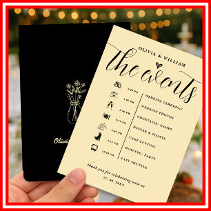 Butter Yellow Wedding Order of Events Program Invitation