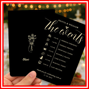 Butter Yellow Wedding Order of Events Program Invitation