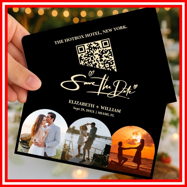 Butter Yellow Wedding Photo QR Code Elegant Save The Date (Creator Uploaded)