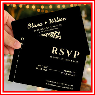 Butter Yellow Wedding QR Code RSVP Card