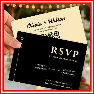 Butter Yellow Wedding QR Code RSVP Card