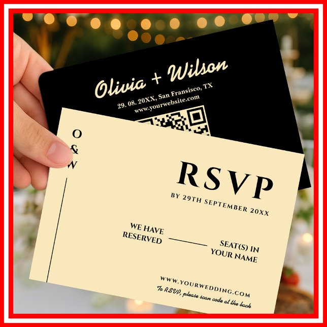 Butter Yellow Wedding QR Code RSVP Card (Creator Uploaded)