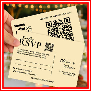 Butter Yellow Wedding QR Code RSVP Card