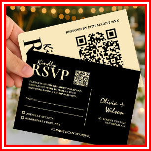 Butter Yellow Wedding QR Code RSVP Card