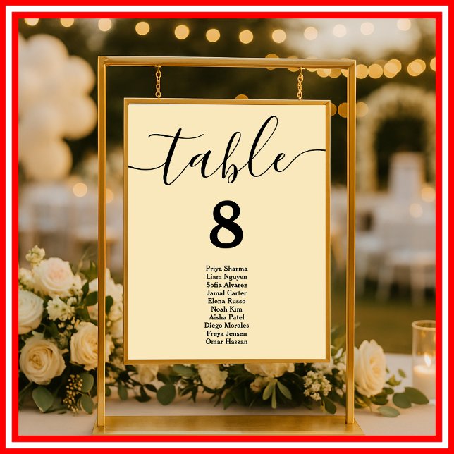 Butter Yellow Wedding Table Seating Chart (Creator Uploaded)