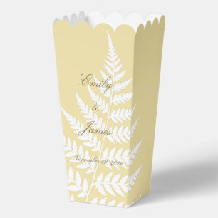 Butter Yellow White Fern Elegant Pastel Popcorn Favour Box