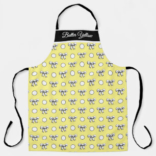 Butter Yellow White Polka Dots Bows Personalised Apron