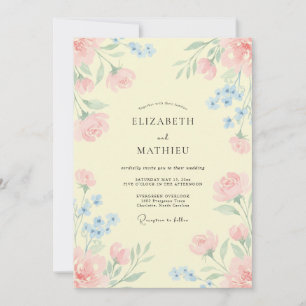 Butter Yellow Wildflower Wedding Invitation