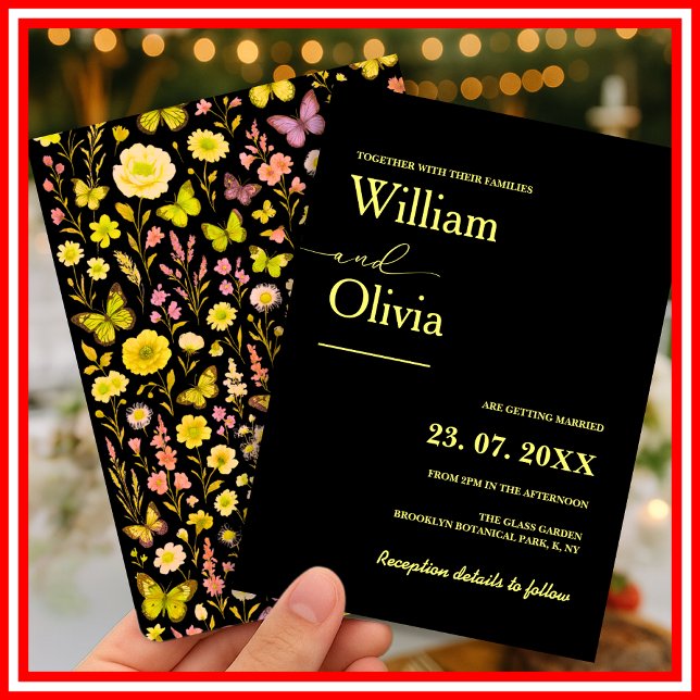 Butter Yellow Wildflower Wedding Invitation (Creator Uploaded)