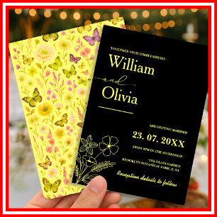 Butter Yellow Wildflower Wedding Invitation