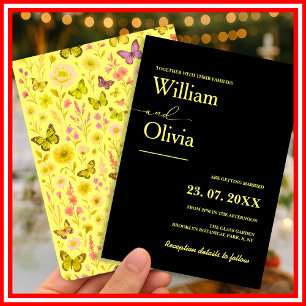 Butter Yellow Wildflower Wedding Invitation