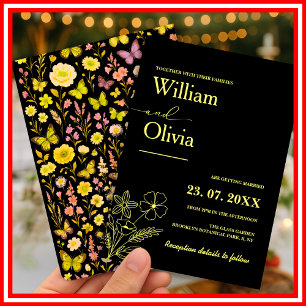 Butter Yellow Wildflower Wedding Invitation