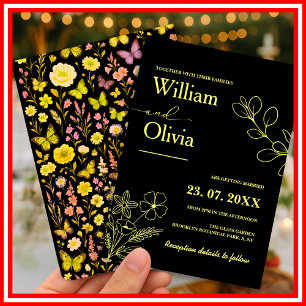 Butter Yellow Wildflower Wedding Invitation