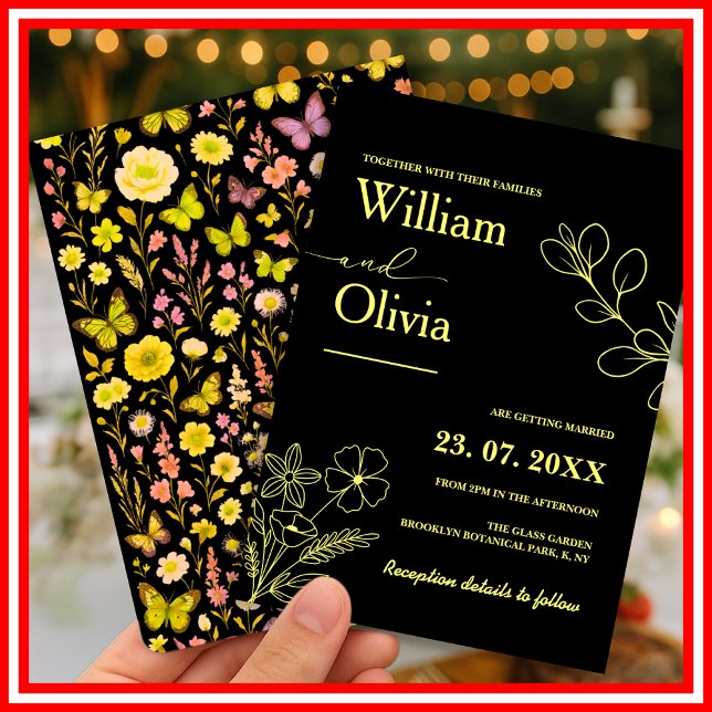 Butter Yellow Wildflower Wedding Invitation (Creator Uploaded)
