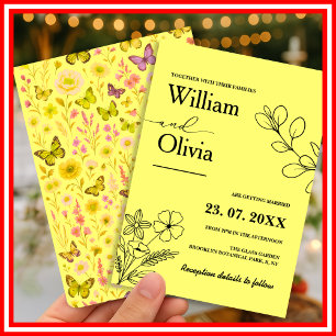Butter Yellow Wildflower Wedding Invitation