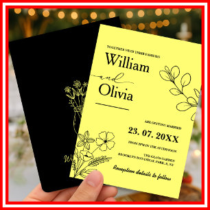 Butter Yellow Wildflower Wedding Invitation