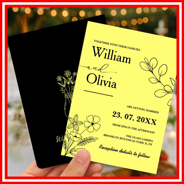 Butter Yellow Wildflower Wedding Invitation (Creator Uploaded)