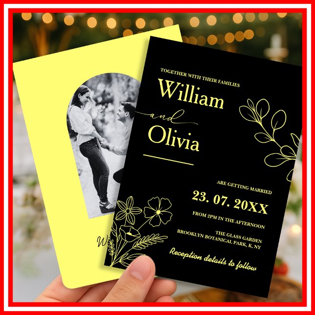 Butter Yellow Wildflower Wedding Invitation (Creator Uploaded)