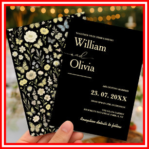 Butter Yellow Wildflower Wedding Invitation