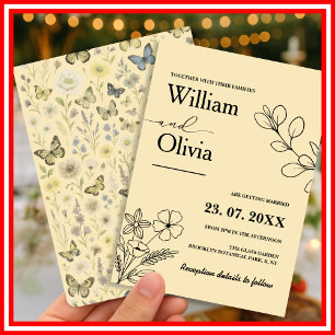 Butter Yellow Wildflower Wedding Invitation