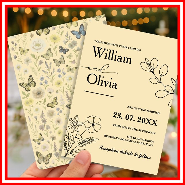 Butter Yellow Wildflower Wedding Invitation (Creator Uploaded)