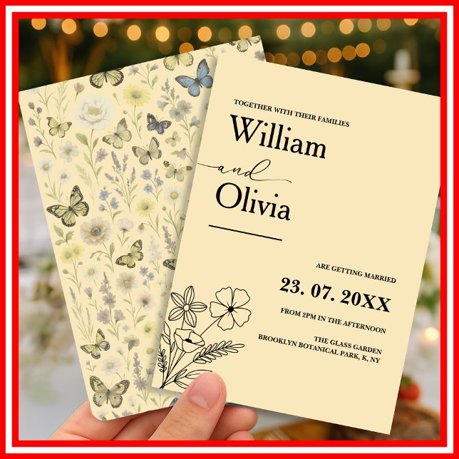 Butter Yellow Wildflower Wedding Invitation (Creator Uploaded)