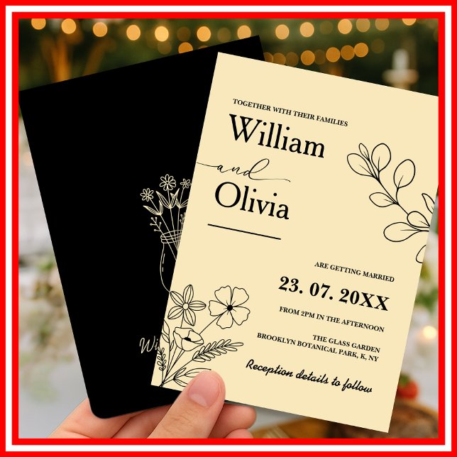 Butter Yellow Wildflower Wedding Invitation (Creator Uploaded)