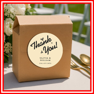 Butter Yellow Wildflower Wedding Thank You Classic Round Sticker