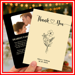 Butter Yellow Wildflowers Floral Photo Wedding Thank You Card