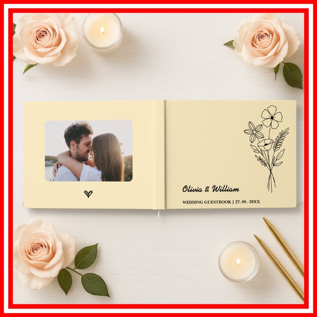 Butter Yellow Wildflowers Wedding Guest Book (Creator Uploaded)